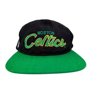 Boston Celtics Dline SCRIPT 90s Sports SPECIALTIES snapback hat black NBA vtg